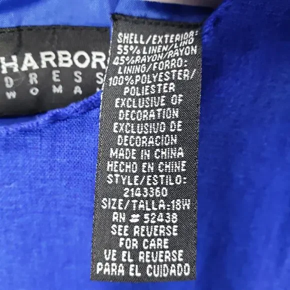 Sag Harbor Women's Blue Linen Blend Embroidered Maxi Dress Size 18W - Picture 9 of 14